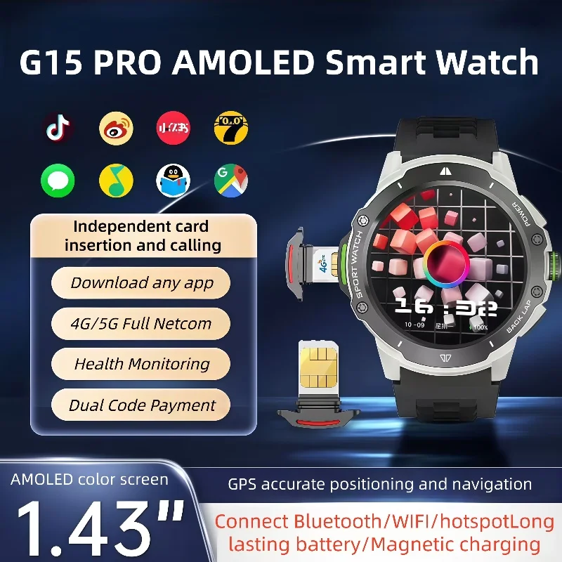 

G15 PRO Smartwatch 1.43 inch Amoled Screen Ladies Screen Always Show Time 466*466 HD Health Tracker Voice Calling Smartwatch