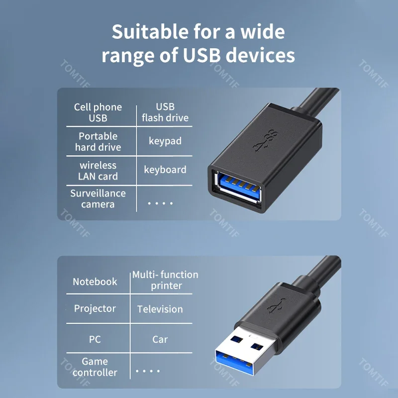 3.0 USB Extension Cable 5m 3m for PC Laptop SSD TV Printer USB 3 0 Extension Cable Male To Female 2m 1m 0.5m Short Data Cord