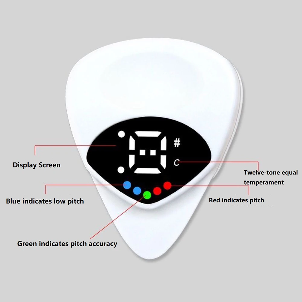 2 in 1 Guitar Picks Tuner Digital Electronic Tuner Acoustic Guitar Tuner for Acoustic Electric Guitar Bass