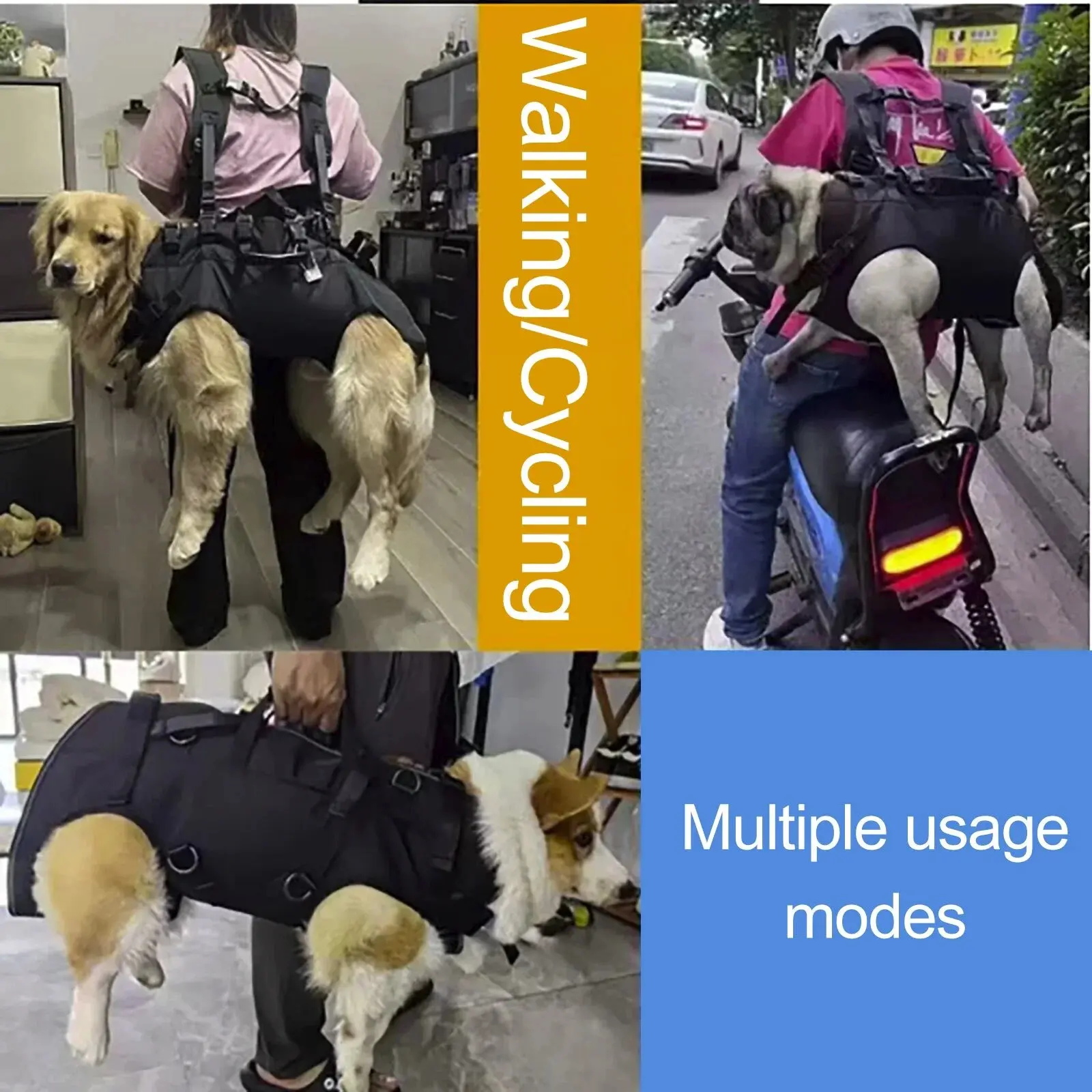 Wow Adjustable Portable Dog Backpack Hiking Travel Wearable Sling Dogs Cats Multifunctional Pet Sling Biking Outdoor Adventures