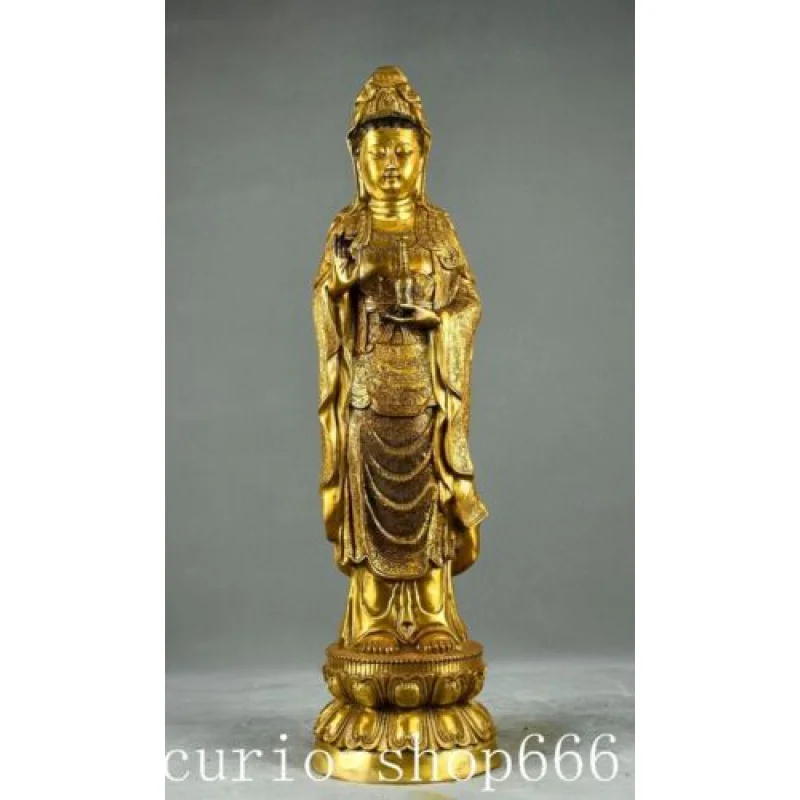 

24.8"Tibet temple Buddhism Bronze gilt kwan-yin GuanYin Goddess Buddha statue