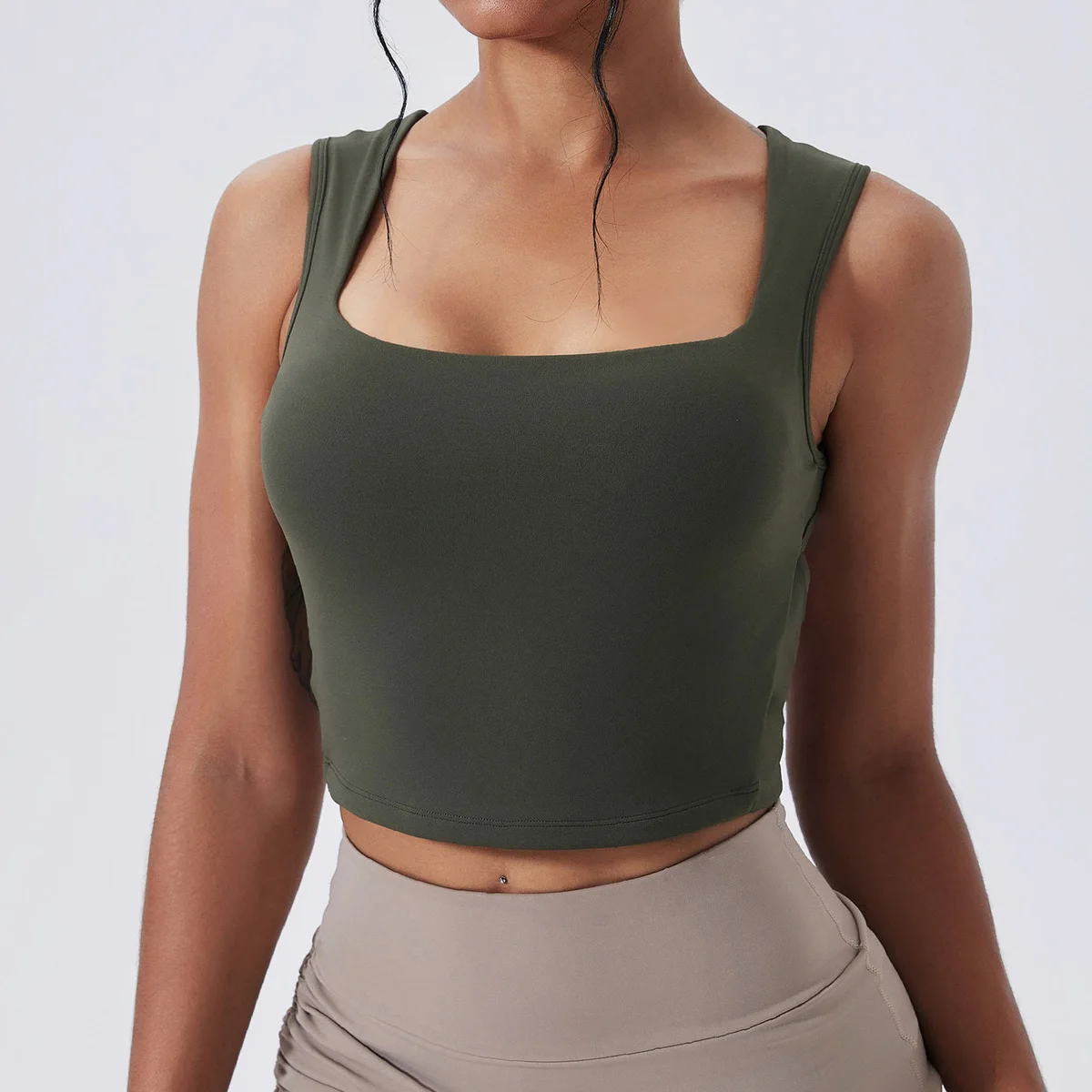 Women Top Cross Sports Bra Square Neck Tight Yoga Tank Top Gym Running Breathable Casual Vest Female Comfort Fit Workout Top