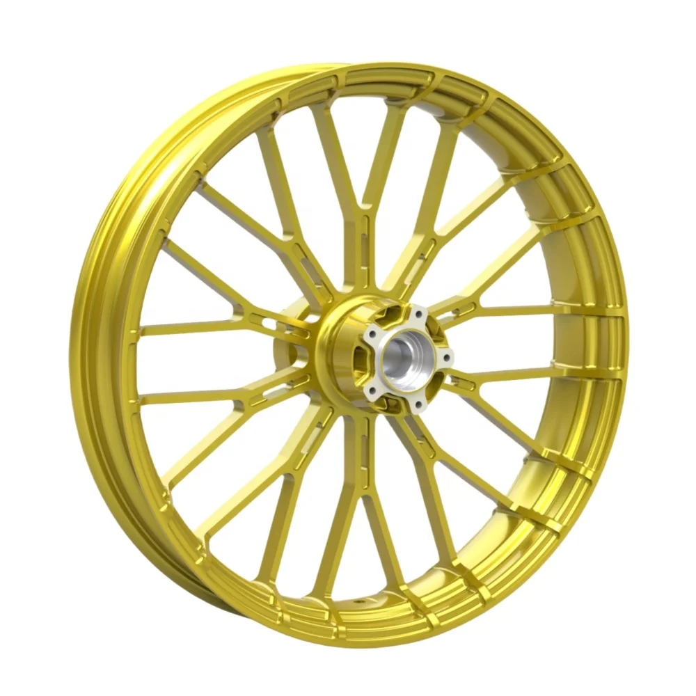 

Кованые золотые колеса 21 и 18 дюймов для мотоциклов Harley Davidson Touring (FLTRX / FLTRXS / FLHR / FLHRS / FLHRXS)