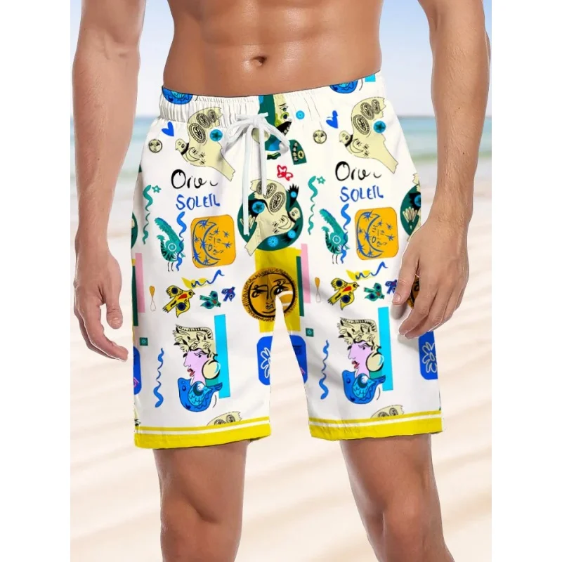 

Короткие брюки с 3D принтом «Солнце Рыба Птица» для мужчин, морской конек, морская звезда, узор, плавки, гавайские повседневные пляжные шорты для уличного серфинга