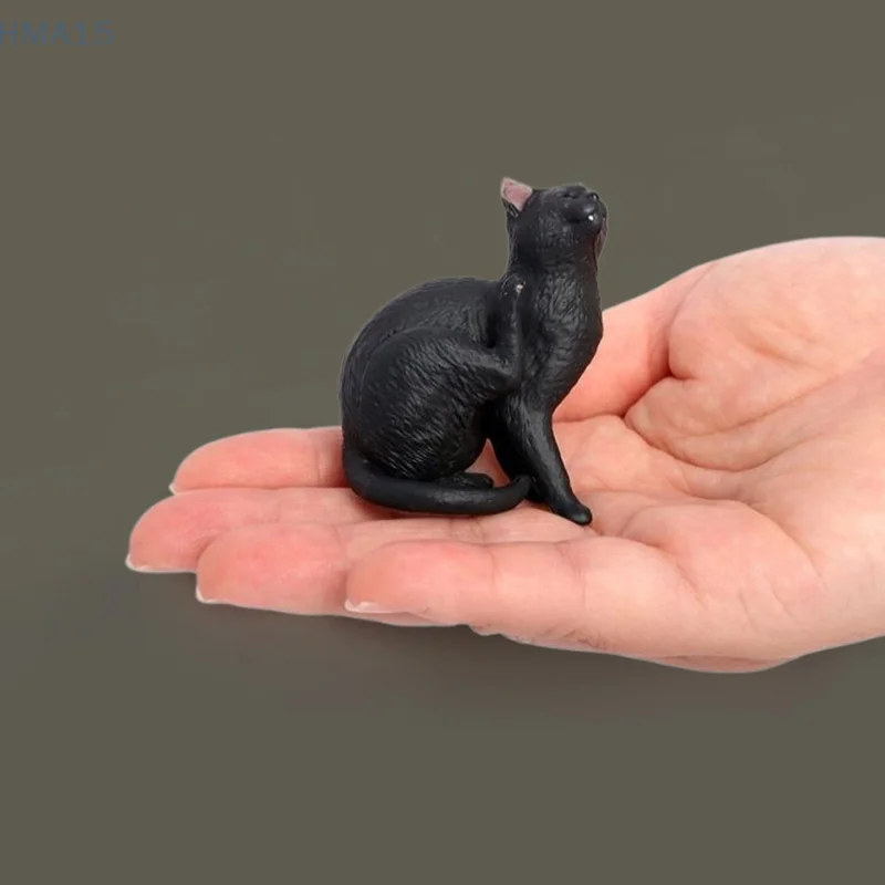 Solid Simulation Animal Model Scratch Itch Black Cat Ornament Desktop House Cats Decoration