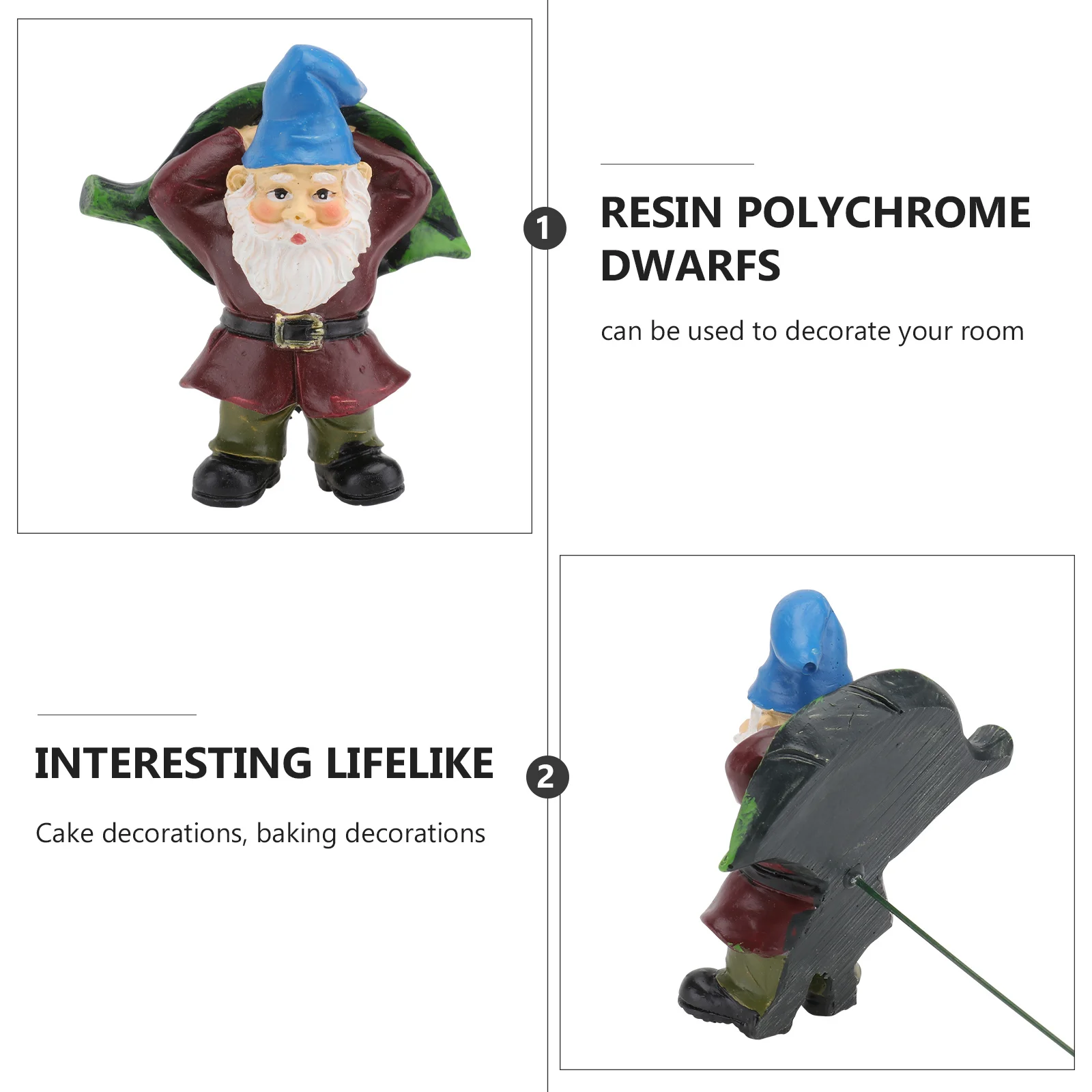 

5Pcs Dwarf Decoration Resin Craft Safe Odorless Garden Decor Creative Cake Accessories Dwarf Decor Resin Craft