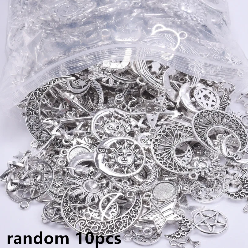 Licht Goud Kleur Willekeurige Mix 10/20/30/50 Stuks Zon Maan Ster Bedels Voor Sieraden Maken Materialen om Armbanden Handgemaakte Hanger