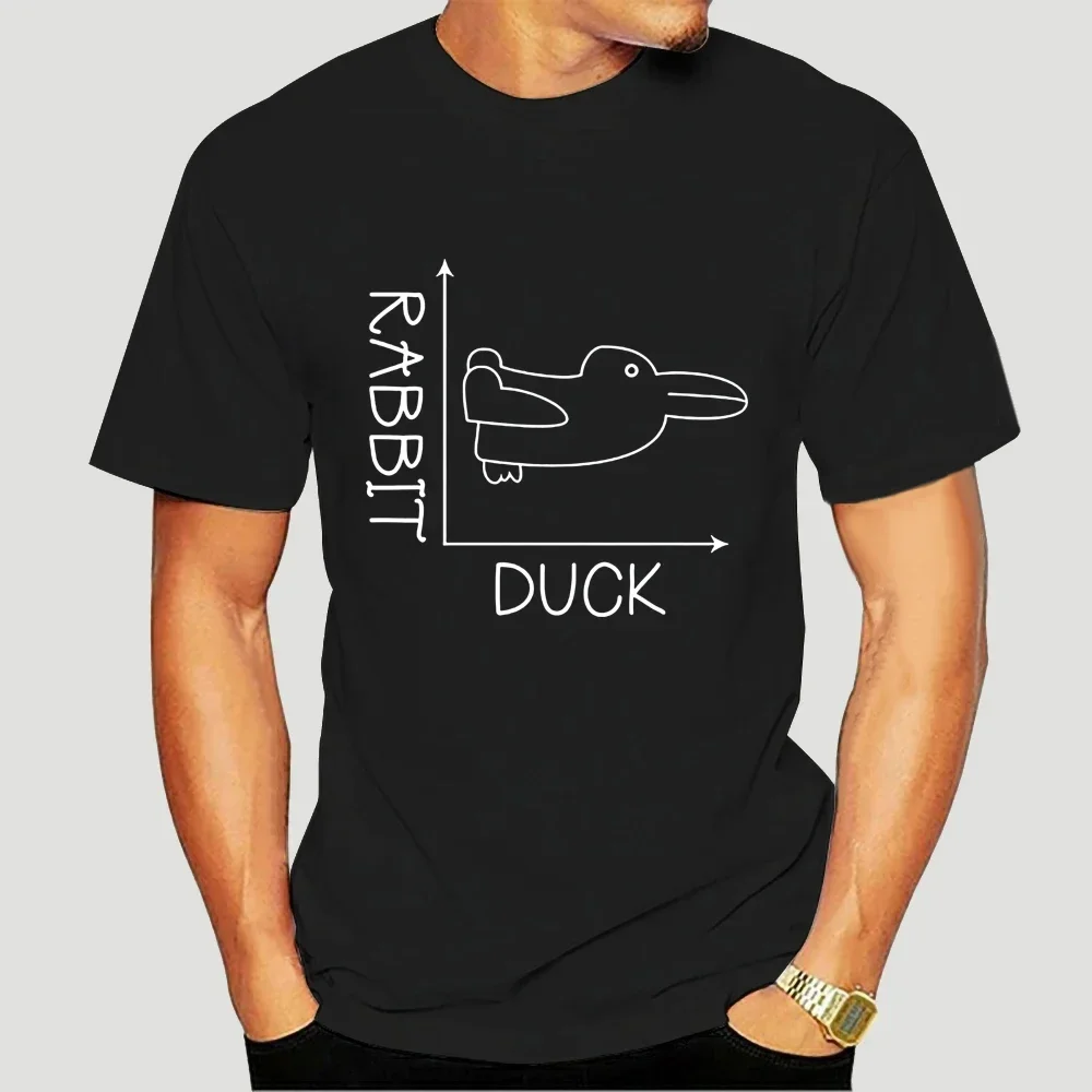 con letras estampadas, novedad  Camiseta divertida de matemáticas para hombre, camisa con gráfico de pato y conejo, ajustada