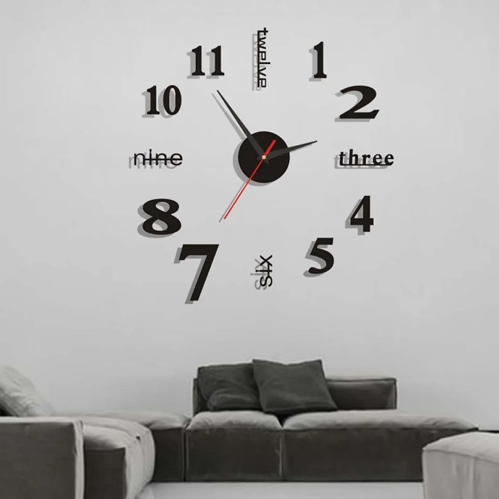Wall clock Frameless Creative decorative no drilling required used living room modern minimalist hanging wall clock silent