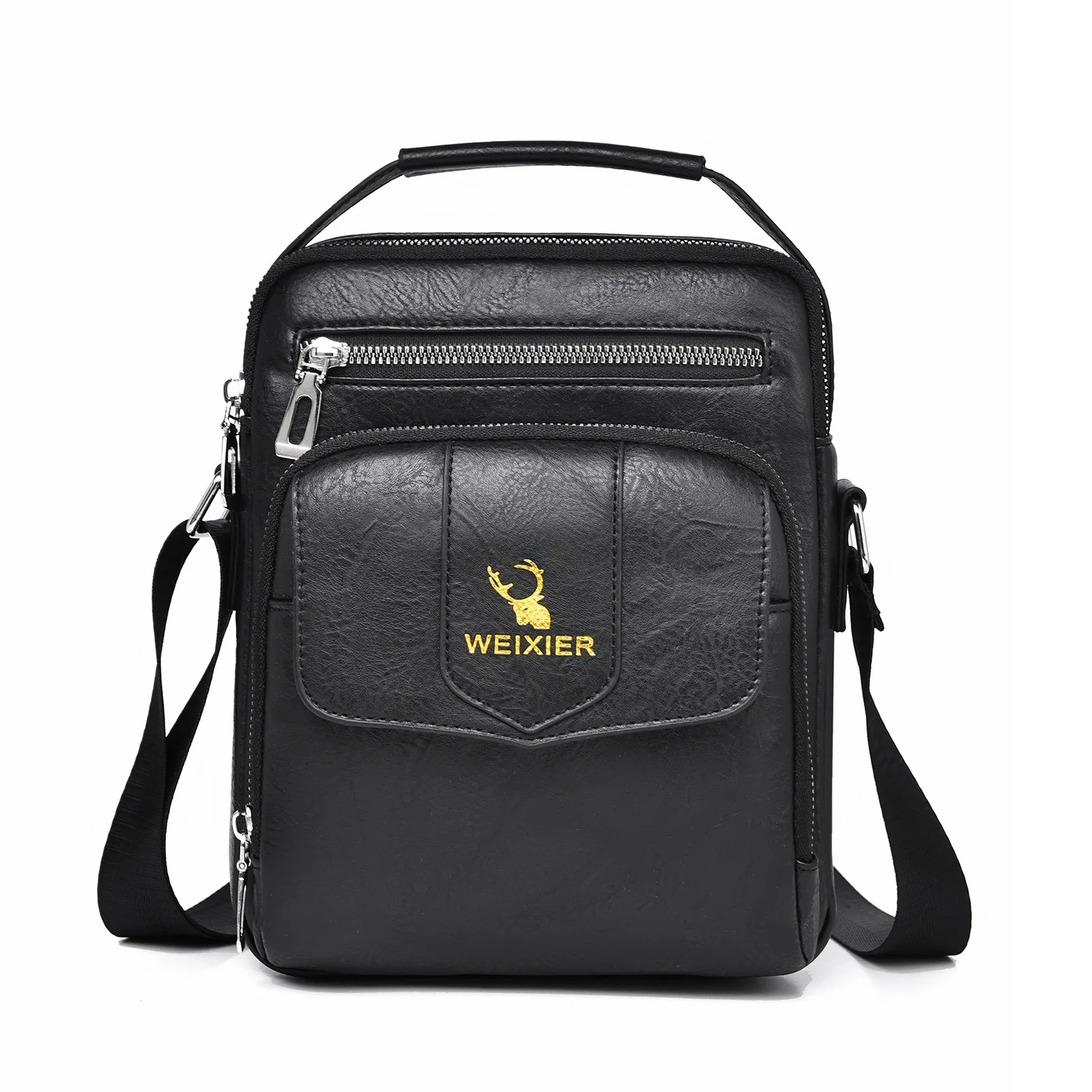 Vertical Crossbody Messenger Bag Multi‑Pocket Zipper Shoulder Pack with Top Handle for Business Commute Travel Daily Urban Carry