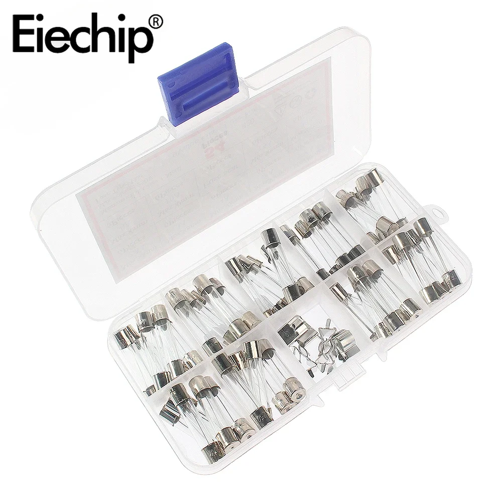 54pcs 6x30mm Fast Glass Fuse Diy Kit 250V 6*30mm Insurance Tube Quick Blow Glass Fuses Kit 2.5A 3A 4A 5A 6A 8A 10A 15A 20A