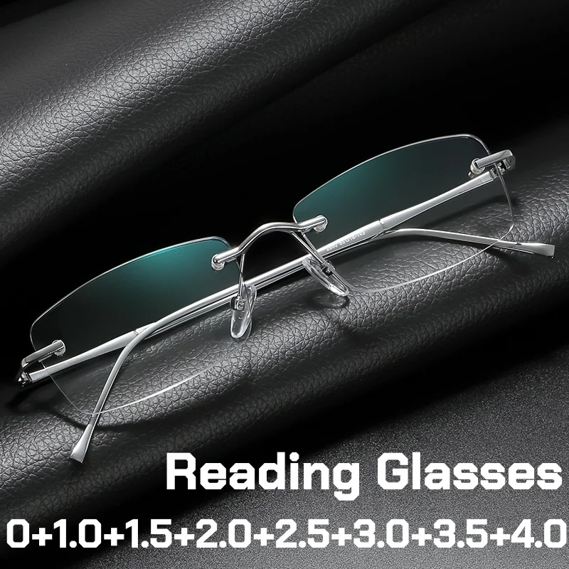 

Luxury Designer Metal Frameless Reading Glasses Women Fashion Ultra-Lightweight Versatile Blue Light Blocking Presbyopia Glasses