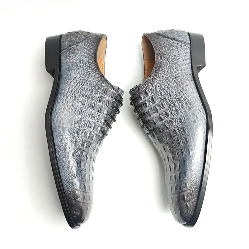 Business Leather Shoes For Men Luxury Crocodile Pattern Zapatos De Vestir Hombre Lace Up Wedding Office Dress  Fashion Man Shoes