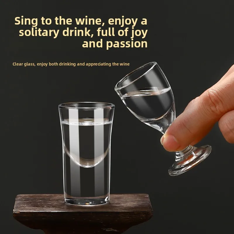 Chinese Style Glass White Wine Cup Set Bullet Cup One-Piece Strong Alcohol Cup with Wooden Stand Lead-Free Glass Liquor Pot