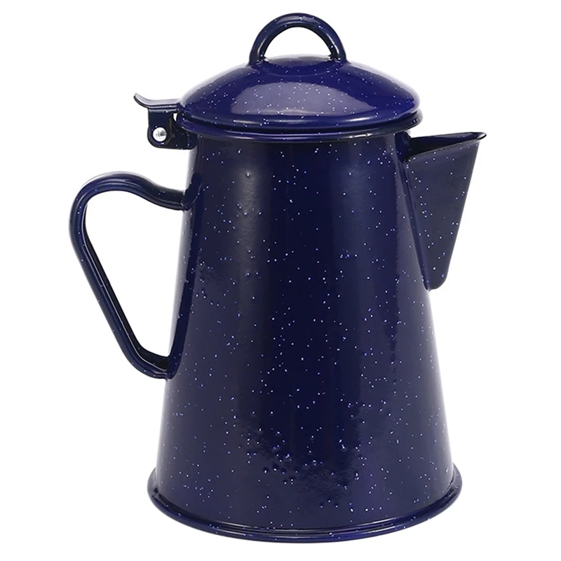 1.2L Enamel Coffee Pot Hand Tea Water Kettle Teapot Vintage Home Decor Starry Sky Blue Teapot Cafe Tools