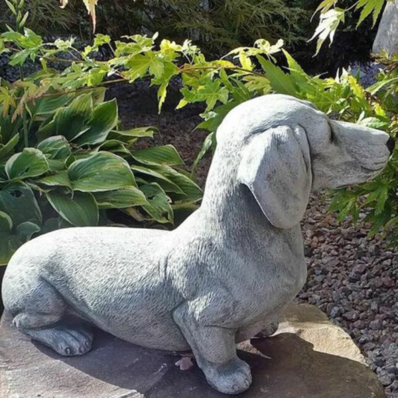 Dachshund Statue Garden Decor Resin Crafts Dog Lover Gift Sculpture Patio Lawn Courtyard Home Decoration