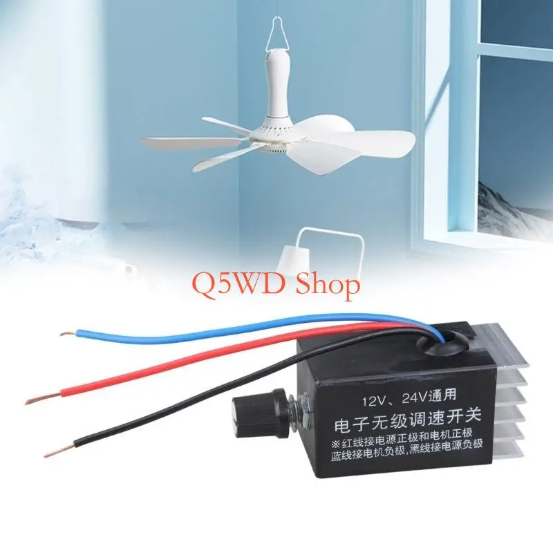 

Q5WD Motor Speed Adjuster Electronic Stepless Speed Regulator for 12V 24V Equipment
