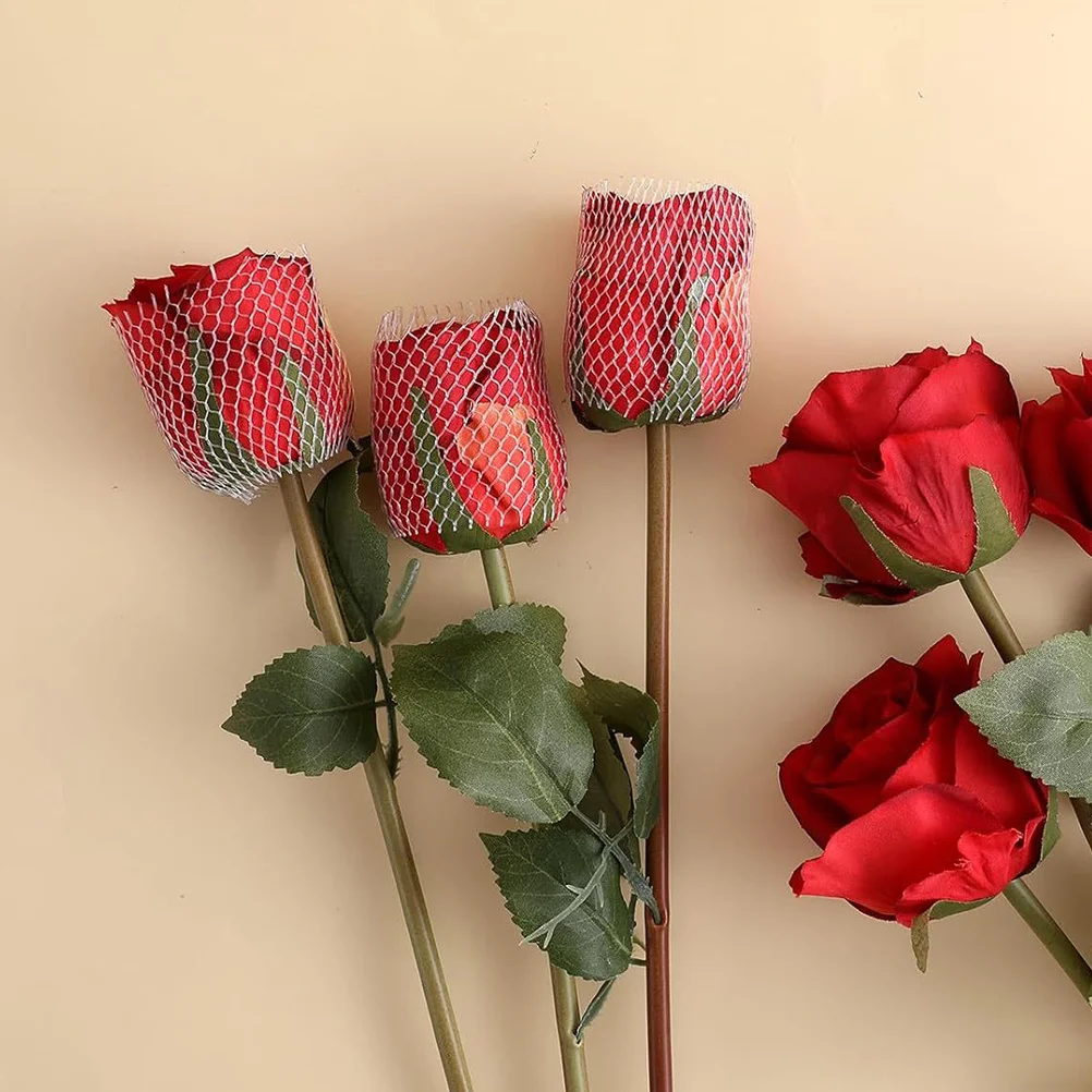 

100Pcs Flower Bud Protection Mesh Cover for Rose Buds Netting Protector Florist Supplies Flower Arrangement and Makeup Brush