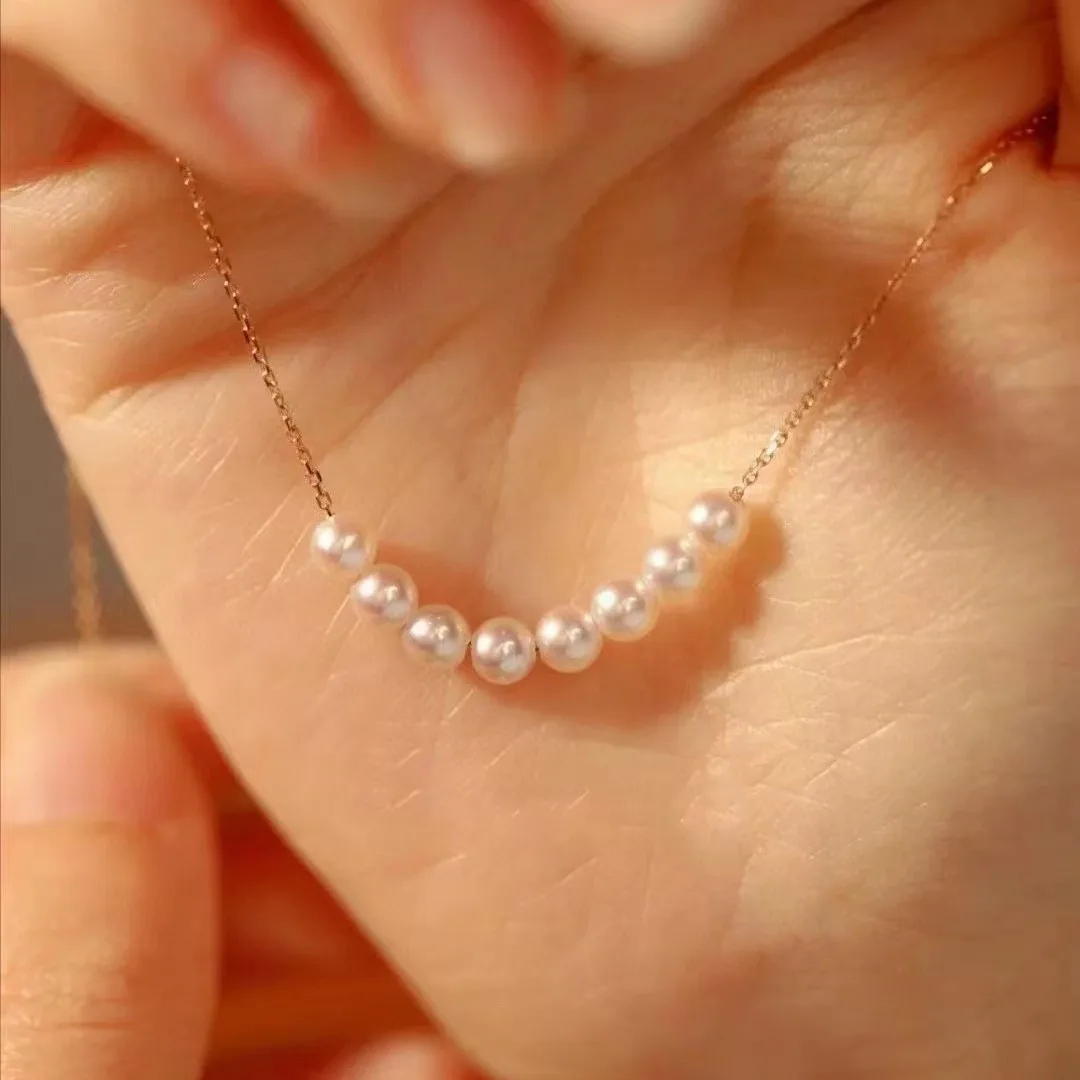 

SDOOU Real 18k Gold Necklaces Certificate Natural Pearl Pendant Wedding Party Au750 Jewelry For Girls Mom Wife Anniversary Gift