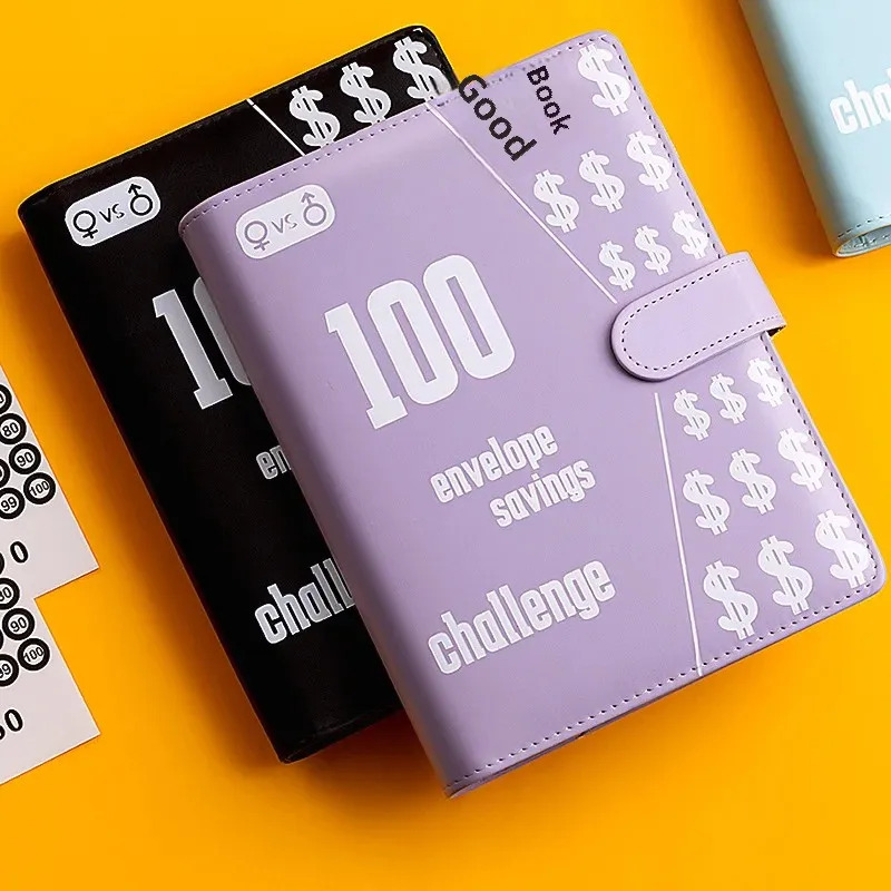 Cross-border 100 Envelope Challenge Couple 100 Day Savings Notebook Handled Cash Account Ledger Binder Storage Organizer