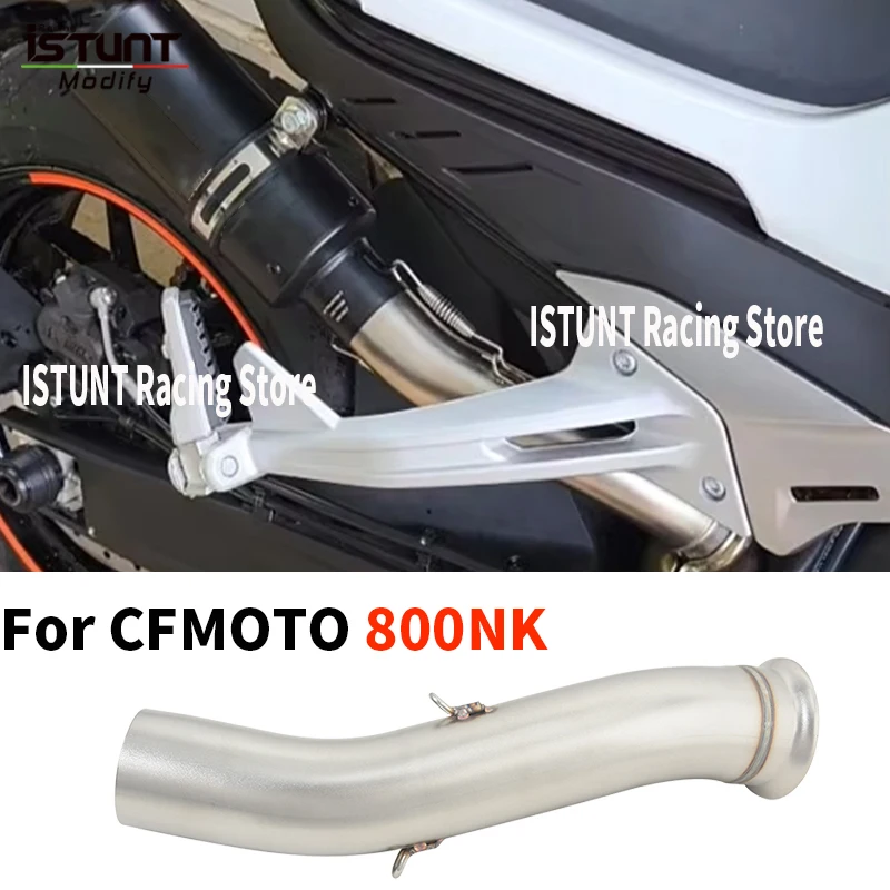 Slip On For CFMOTO NK800 NK 800 2023 2024 2025 Motorcycle Exhaust System Modify 50.8MM Stainless steel Mid Link Pipe Escape Moto