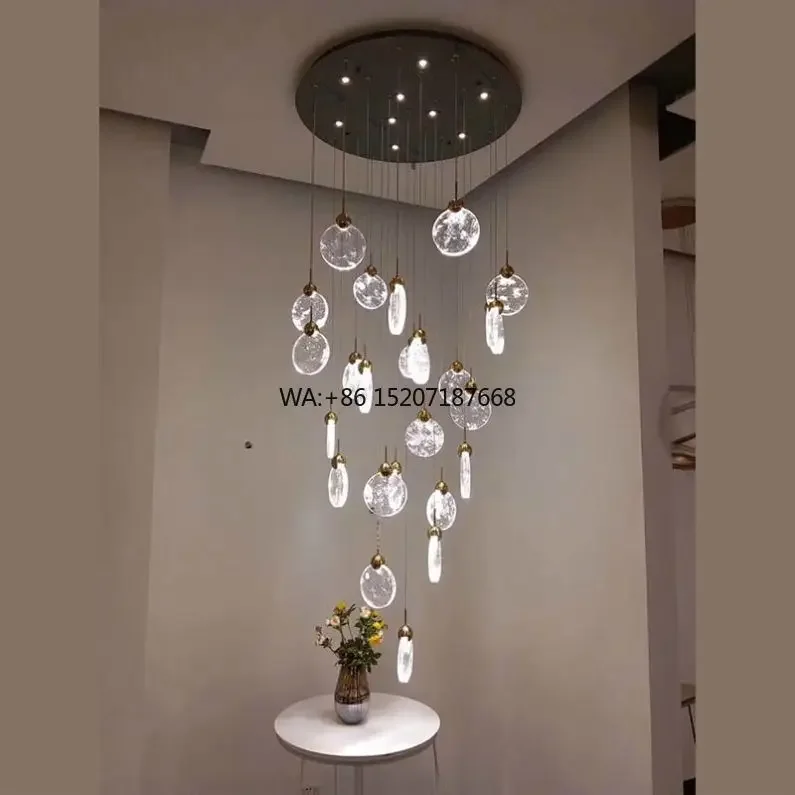 Hot Sell Long Stairs Decorative Modern Blown Glass  Light for Staircase