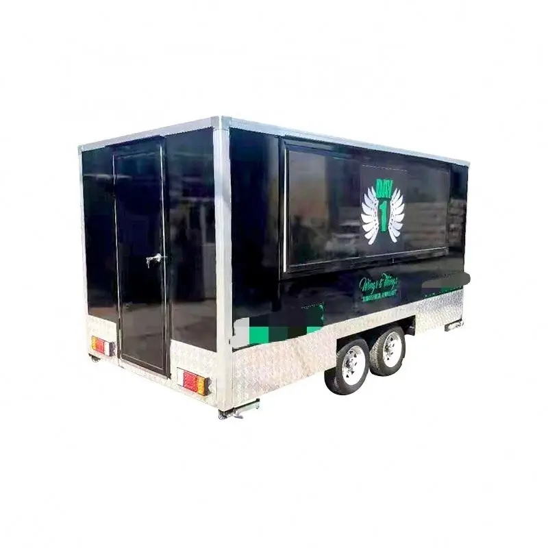 Square Food Trailer Color Customised Double Sinks Hamburger Food Cart