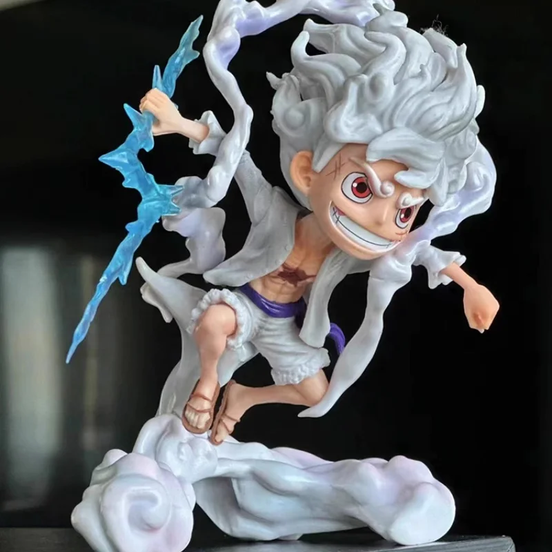 New 16cm Anime One Piece Figures Sun God Nika Luffy Pvc White Hair Styling Model Statue Toy Collectible Gift Tabletop Ornament