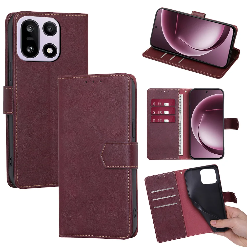 Magnetic Buckle Leather Flip Cover for OnePlus 15 13T 12R 11 10 9R 8T 7T/Turbo 6/ACE5 3/Nord N20 with Built-in Wallet Card Slots