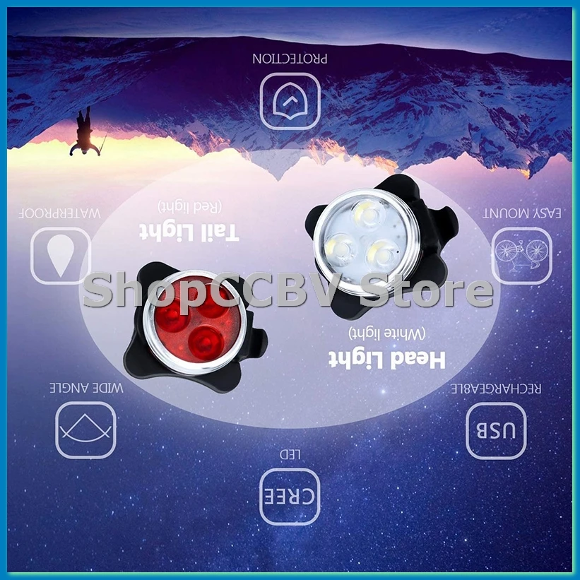 

Набор USB-перезаряжаемых велосипедных фонарей: передний фонарь (белый свет) и задний фонарь (красный светодиодный свет) для дорожных велосипедов, 2 комплекта - ANKL