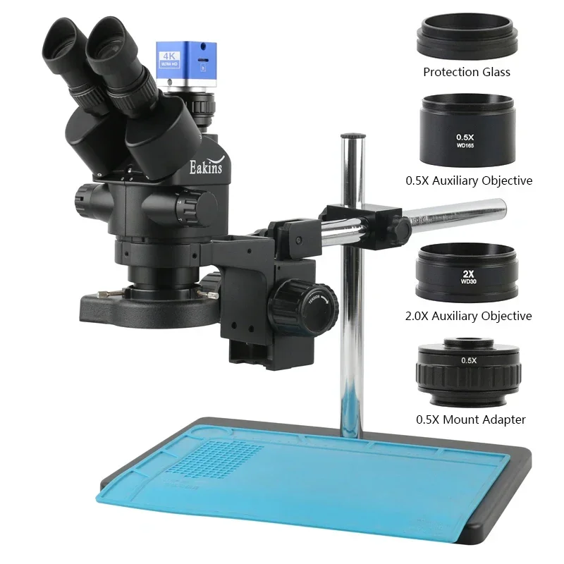 3.5X-45X Simul-Focal Zoom Trinocular Stereo Microscope 4K 1080P HDMI Type-c PC SONY IMX377 Sensor Video Camera For Phone Repair