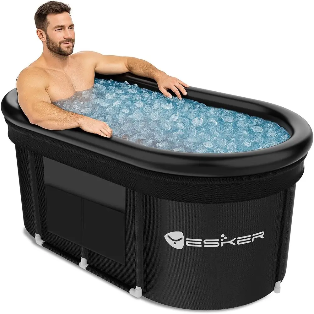 

Portable 110-Gallon Oval Ice Bath Tub with Storage and Cover, Ideal for Athletes and Home Gym Use