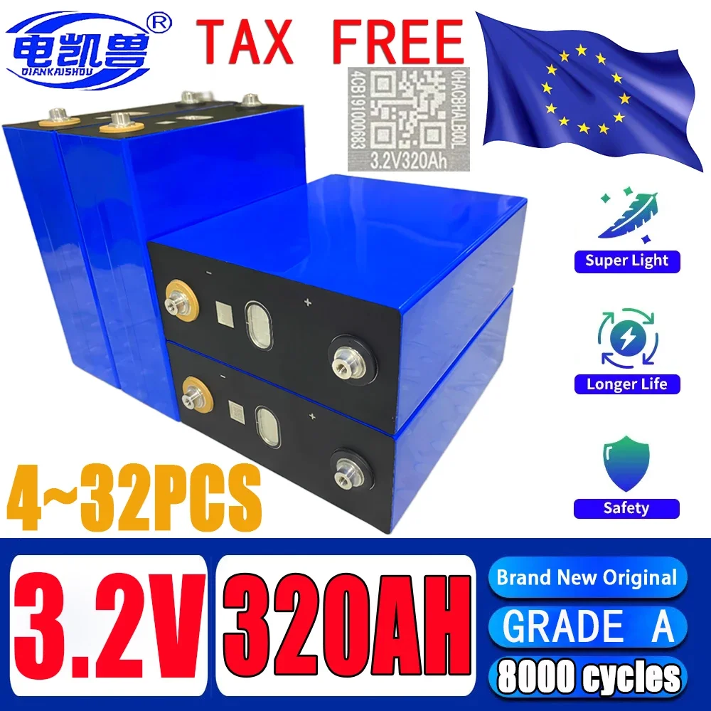 

New 3.2V 320ah 105ah Lifepo4 battery DIY 12V 24V 48V lithium iron phosphate golf cart rechargeable battery EU/US tax exempt