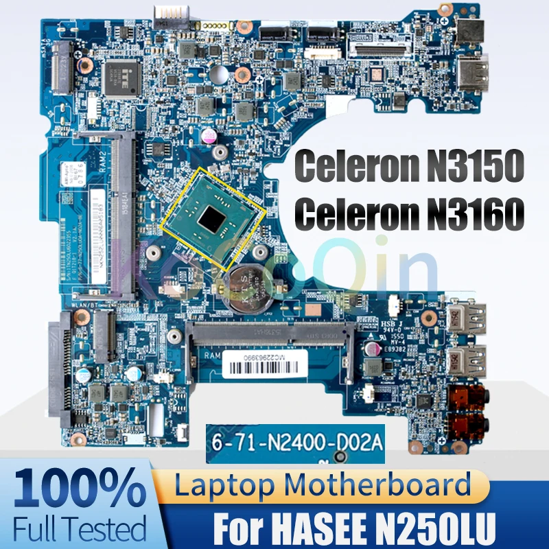 KoCoQin Laptop motherboard For HASEE N250LU 6-71-N2400-D02A Mainboard Celeron N3150 Celeron N3160 6-77-N250LU0A-N02A-8E