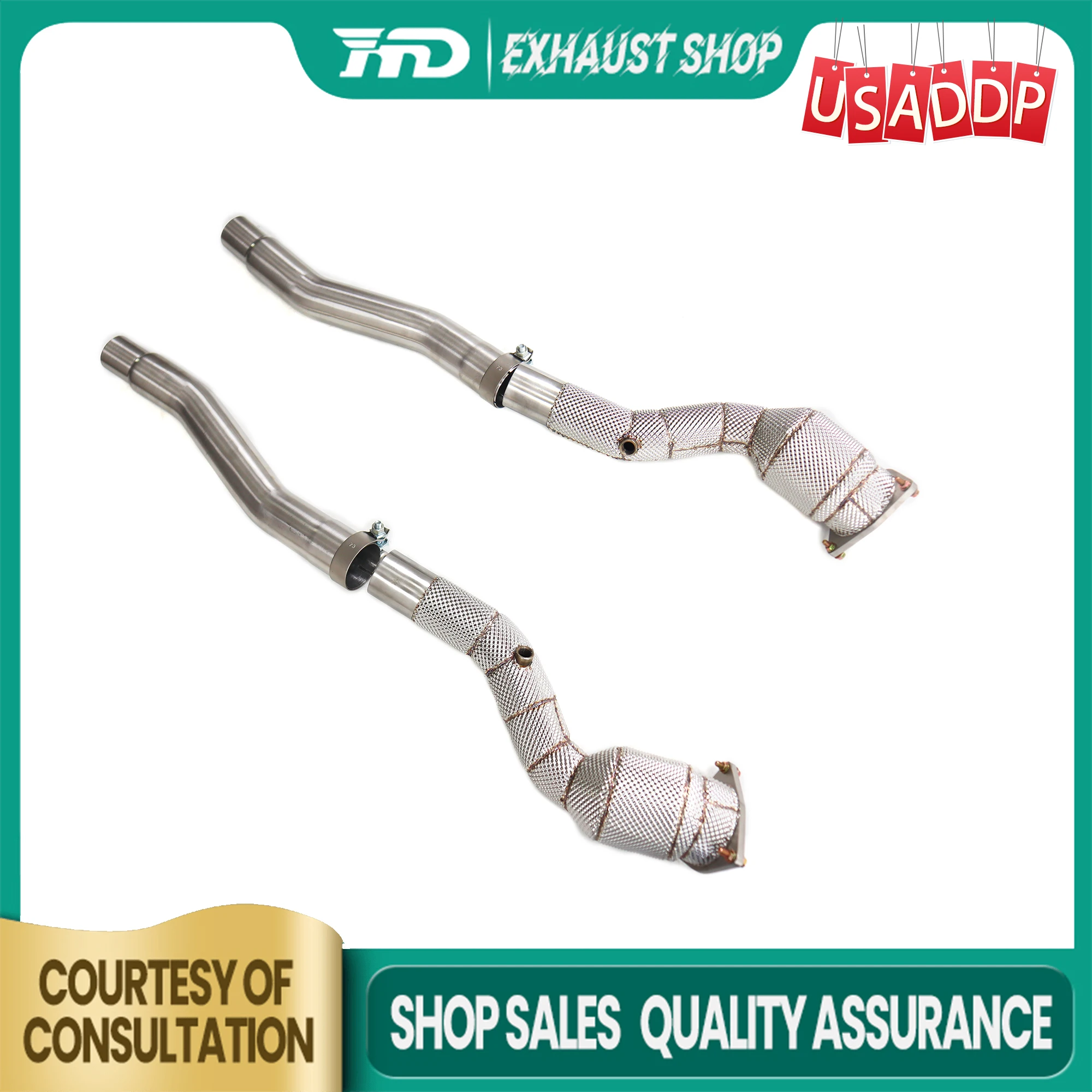 

Exhaust system for Ferrari GTC4Lusso V12 SS304 Downpipe with Heat shields High performance High quality