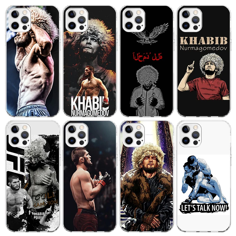 Khabib Nurmagomedov Phone Case For iPhone 16 15 14 13 12 Mini 11 Pro Max Cover 7 Plus X XS XR 8 + SE Silicone Shell Print Fundas