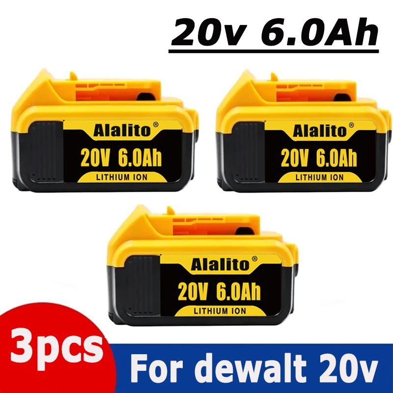 

20V 6Ah MAX Lithium Battery Power Tool Replacement for DeWalt DCB184 DCB181 DCB182 DCB200 20V 6A 8A 12A 18V 20V Lithium Battery