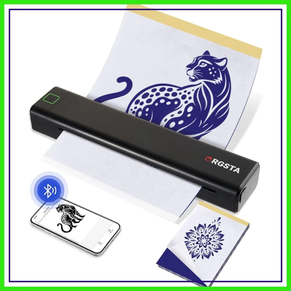 

Wireless Tattoo Stencil Printer, Inkless Thermal Transfer Machine with 10 Sheets Transfer Paper, Compatible with Phone/Tablet/PC for Tattoo Artists & Beginners