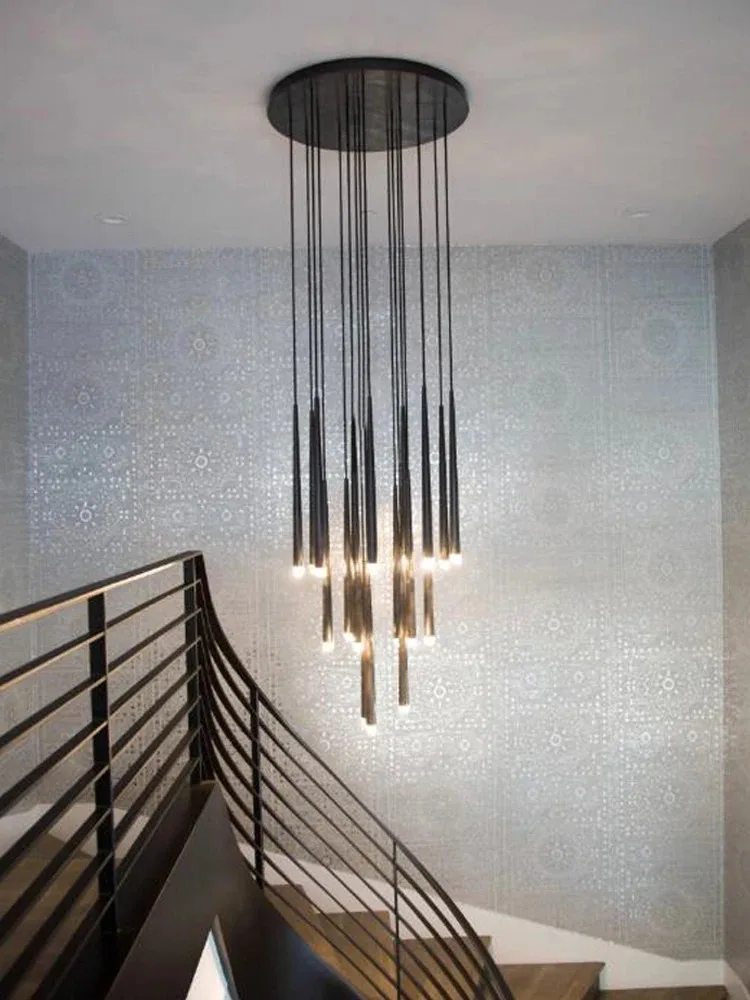 Imagem -02 - Nordic Staircase Pendant Light Led Moderno Iluminação da Sala de Estar Sala de Jantar Villa Cônica Aluminum Light Long Villa