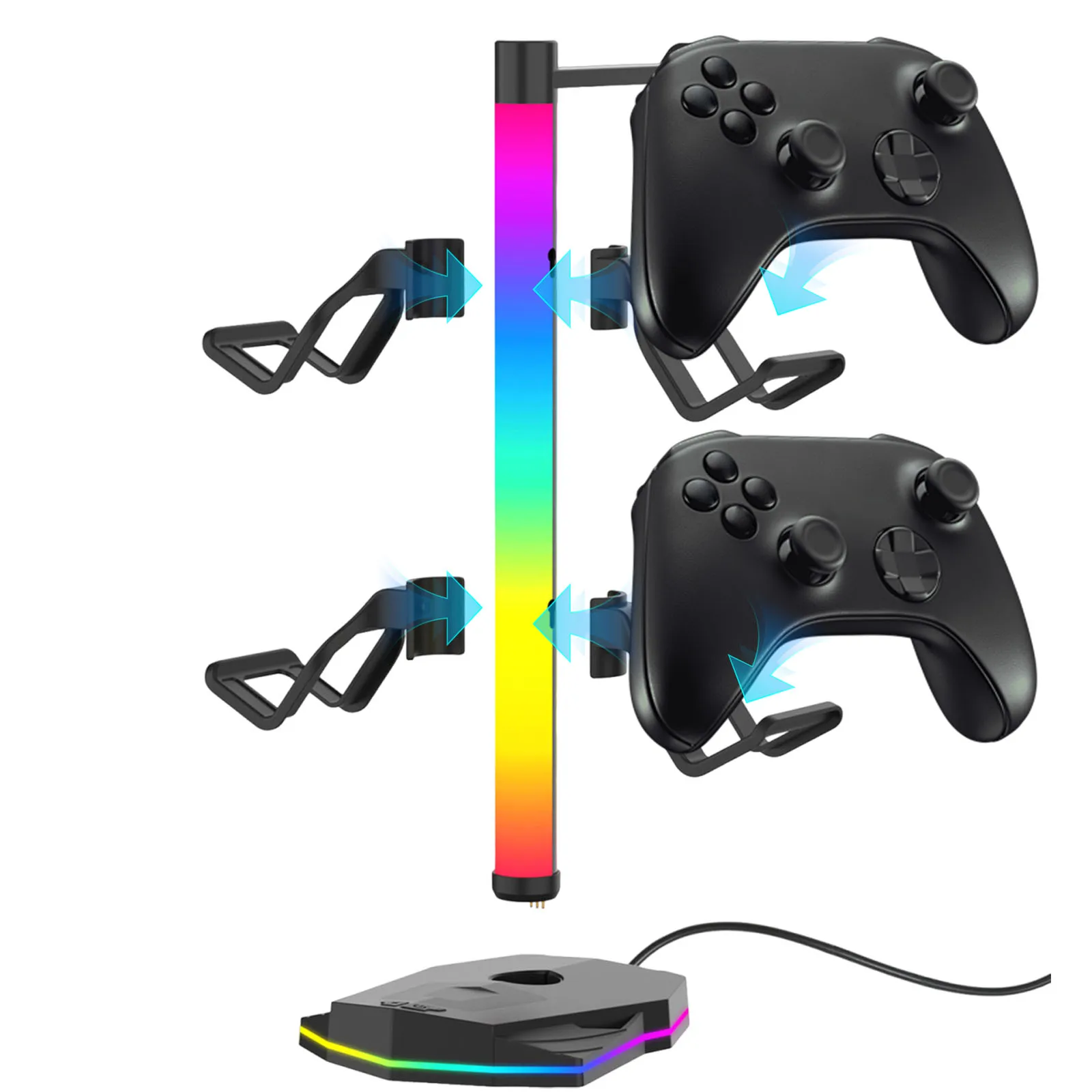 Headset Controller Display Stand with RGB Light Headphone Storage Holder Anti-Slip Earphone Display Bracket Gaming Accessories
