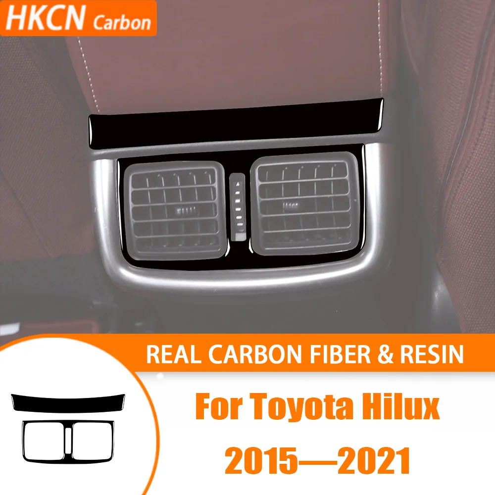 Real Carbon Fiber Rear Console Air Vent Panel Car Interior Accessories Trim Sticker Modification For Toyota Hilux 2015—2021