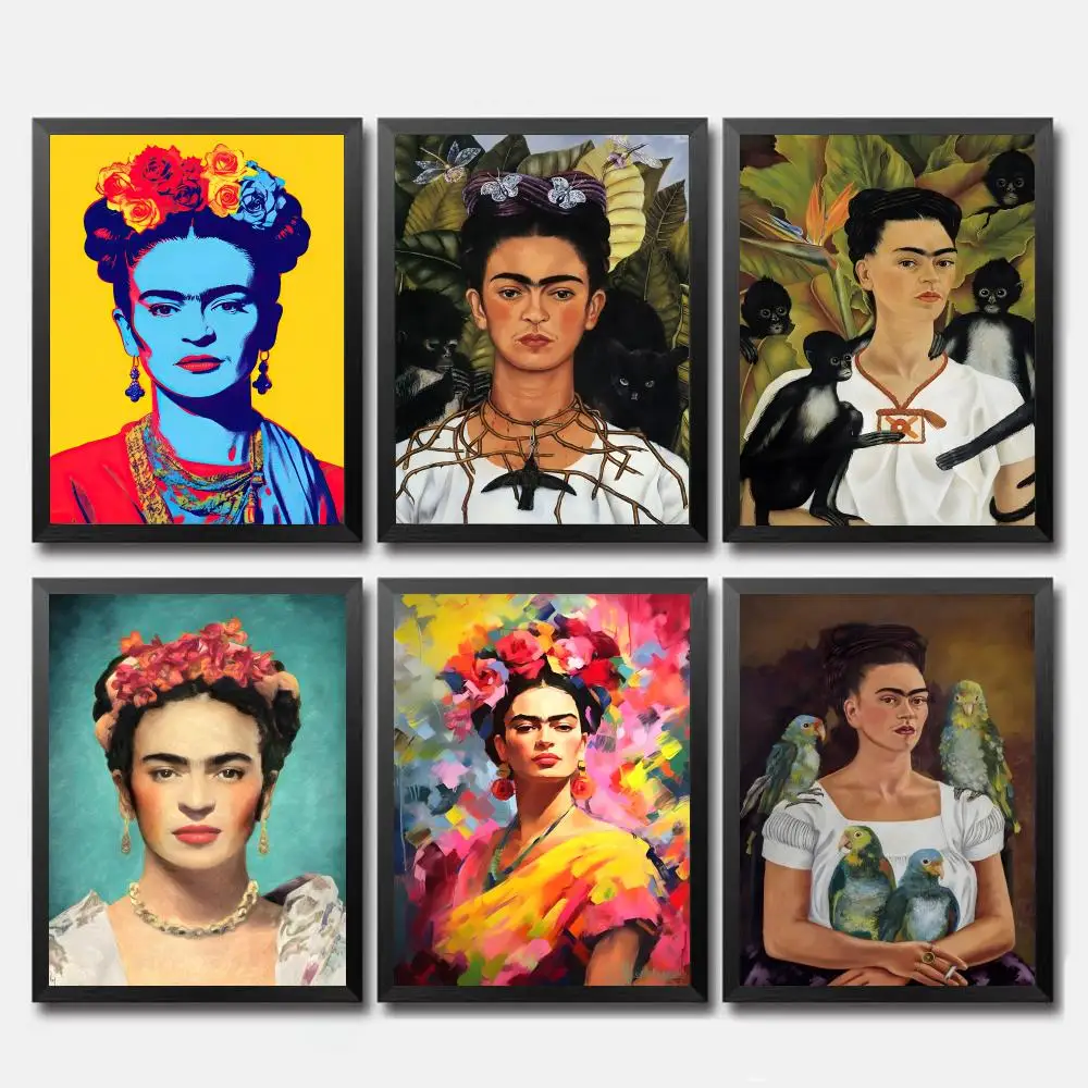 Pôster Inspirador F-Frida Kahlo Personalizado, Pôster PP Personalizado, Adesivo de Arte de Parede Espesso para Decoração de Casa