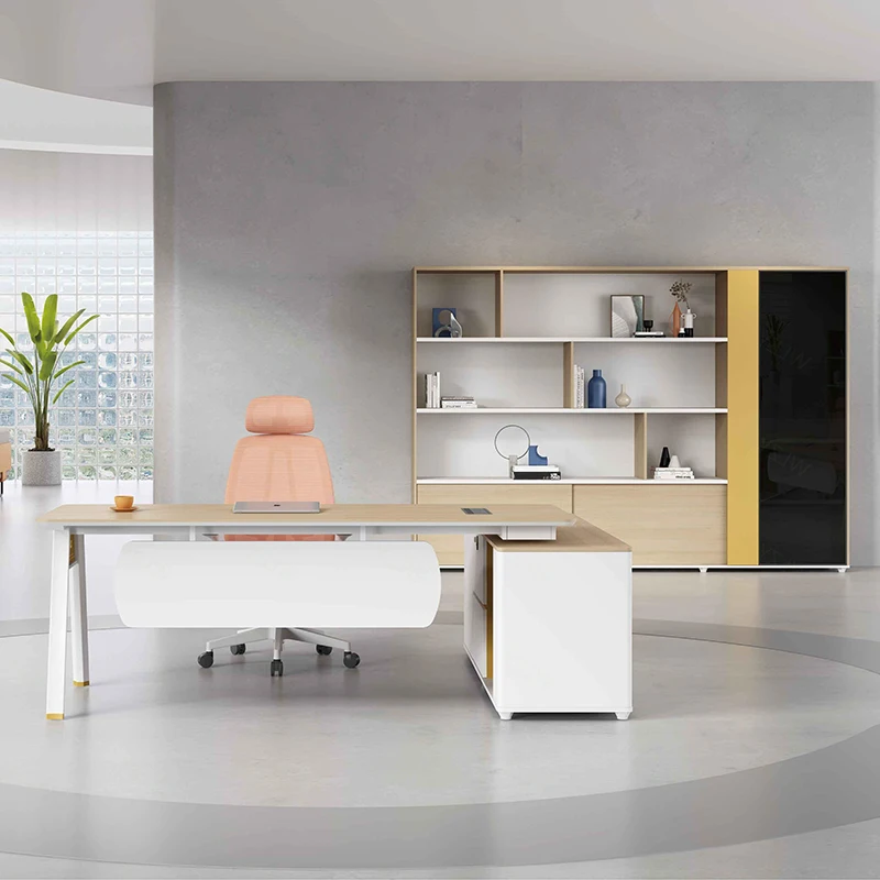 Luxurious Modern Quality Simple Office Manager Table Wooden MDF Panel for Secretaries and Office Work