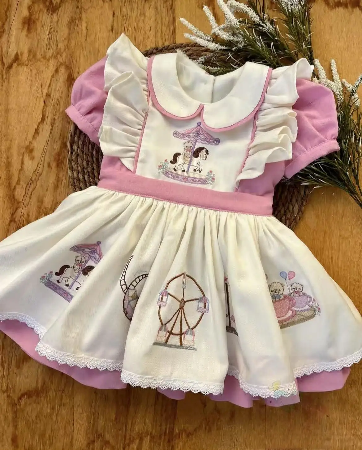

0-12Y Baby Girl Summer Embroidery Vintage Princess Dress for Birthday Photography Holiday Eid B444