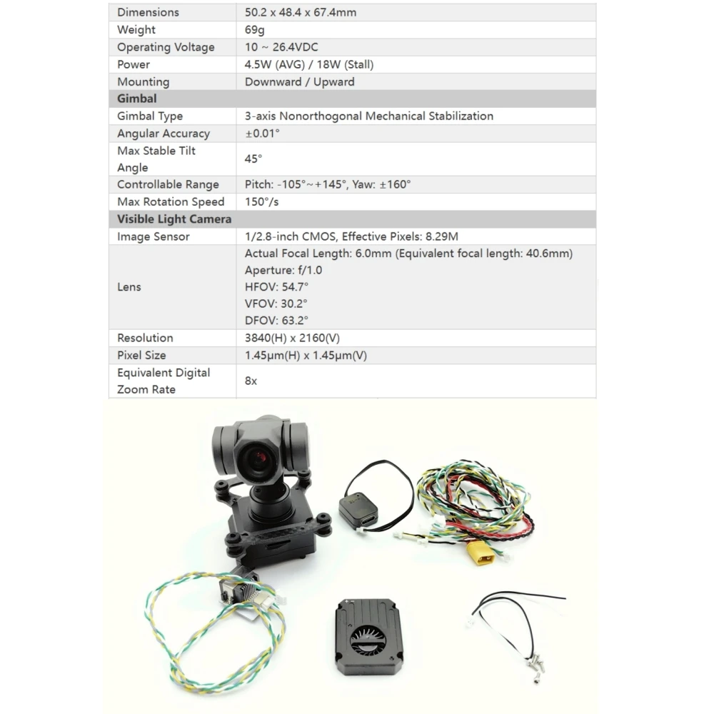 

NCZOBOE 4K Full-Color Night Vision Micro Pod Supports network UART and S.BUS MAVLink and HDMI Z-1MINI 3-Axis gimbal Intelligent