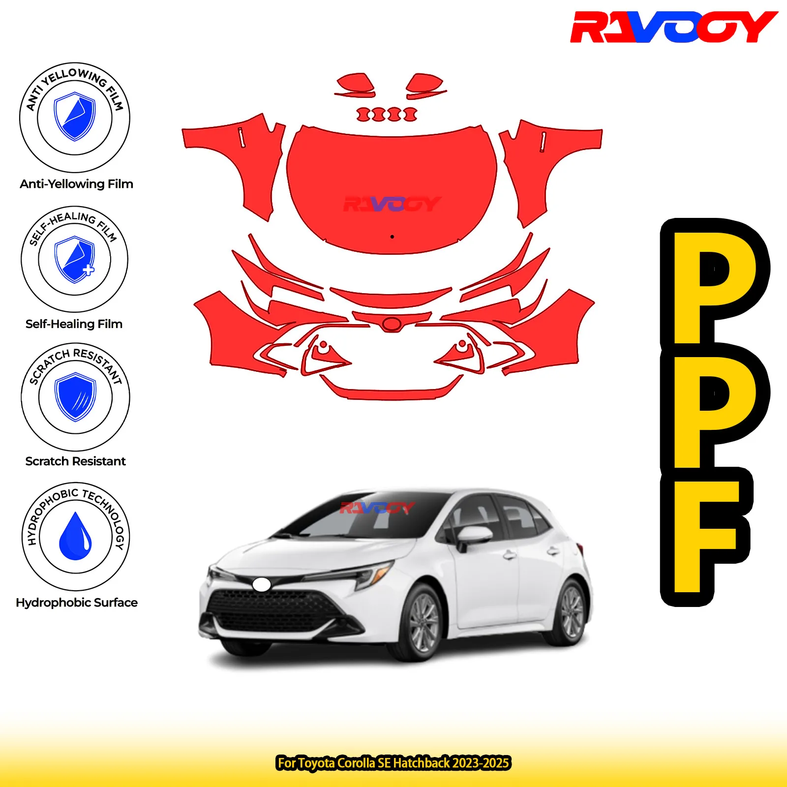 

For Toyota Corolla SE Hatchback 2023-2025 Glossy Matte Black Precut front PPF Kit Paint Protection Film