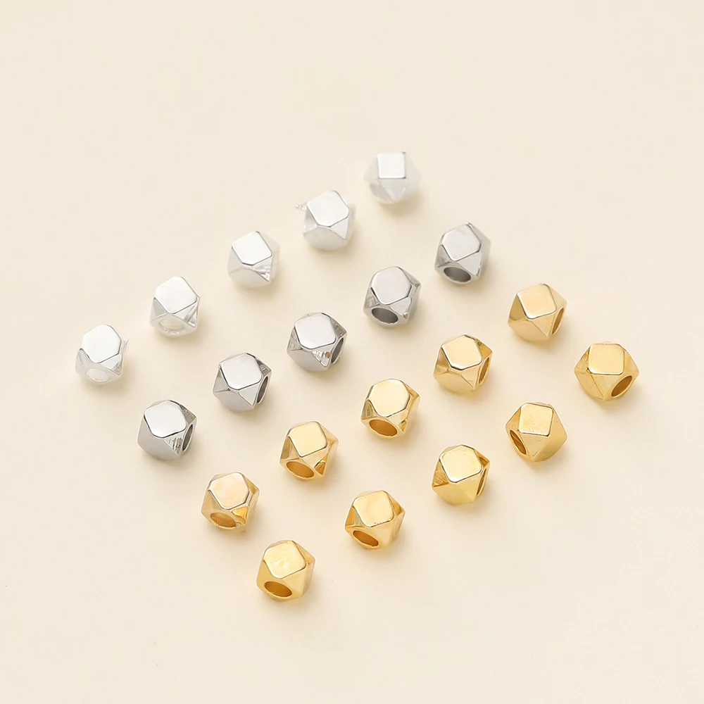 

20Piece 2*2mm 14/18K Gold Color Plated Polygonal Shape Spacer Charms Beads For DIY Bracelet Necklace Jewelry Making Accessories