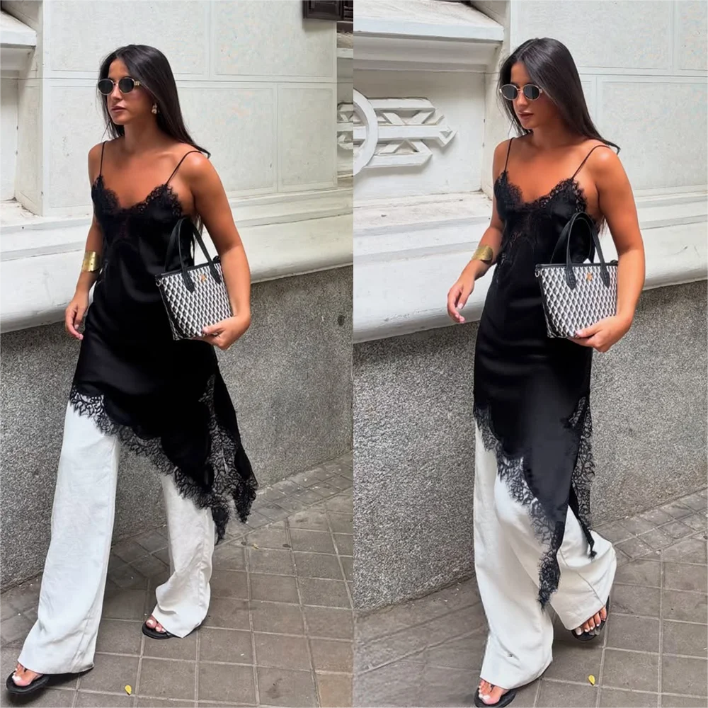 KONDALA noël nouvel an dentelle fête femmes robe col en V Cami dos nu robe mi-longue mode 2025 Y2K fille soirée Club robe