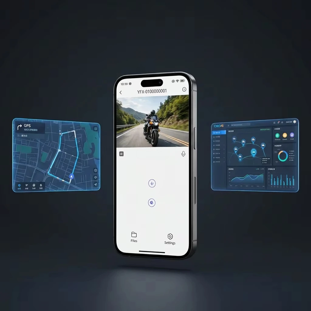 The 4G Al 2K dual-lens motorcycle dashcam supports GPS, ADAS, DMS APP, remote viewing, waterproof night vision features view 4