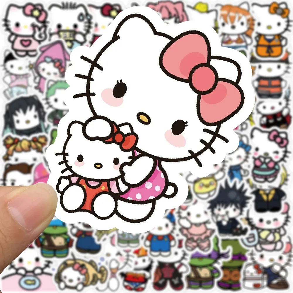 Autocollants de dessin animé Art Hello Kitty, Sanurgente Kawaii, décalcomanie pour ordinateur portable, bagages, jouets, cadeau de scrapbooking, 10 pièces, 30 pièces, 50 pièces, 104 pièces